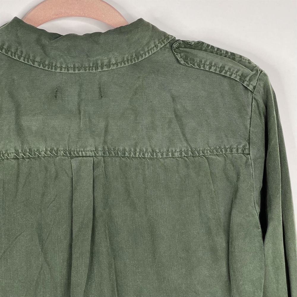 2/$30 ZARA Henley Shirt Dress Medium Green Long Sleeve Side Slit Pockets #7235 - Picture 13 of 16